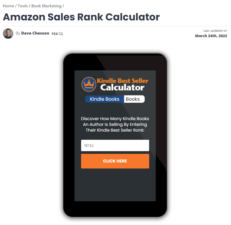 Amazon sales rank calculator for BSR