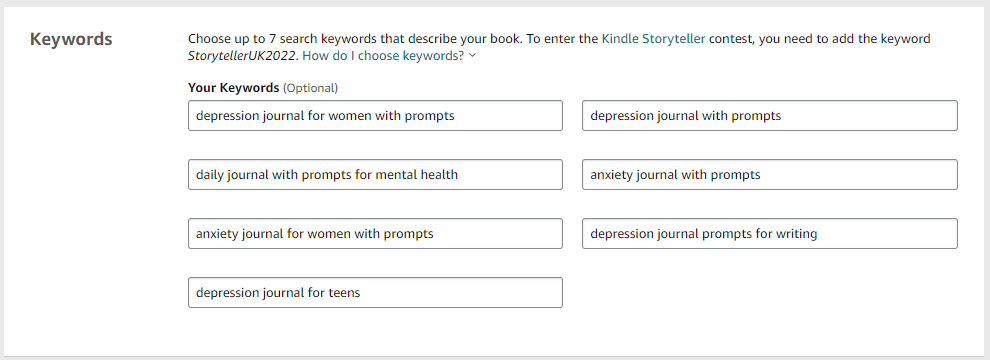 keywords for selling journals on amazon
