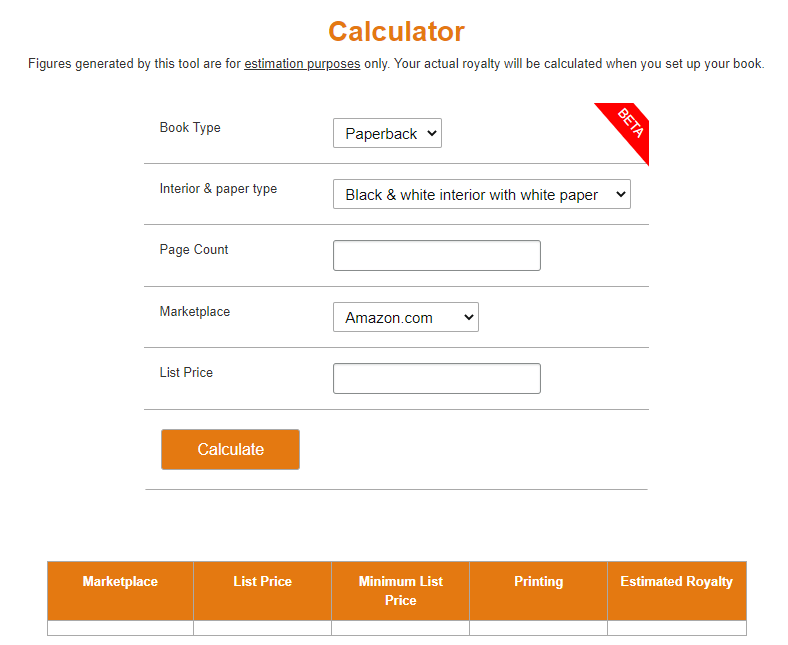Amazon royalty calculator for paperback