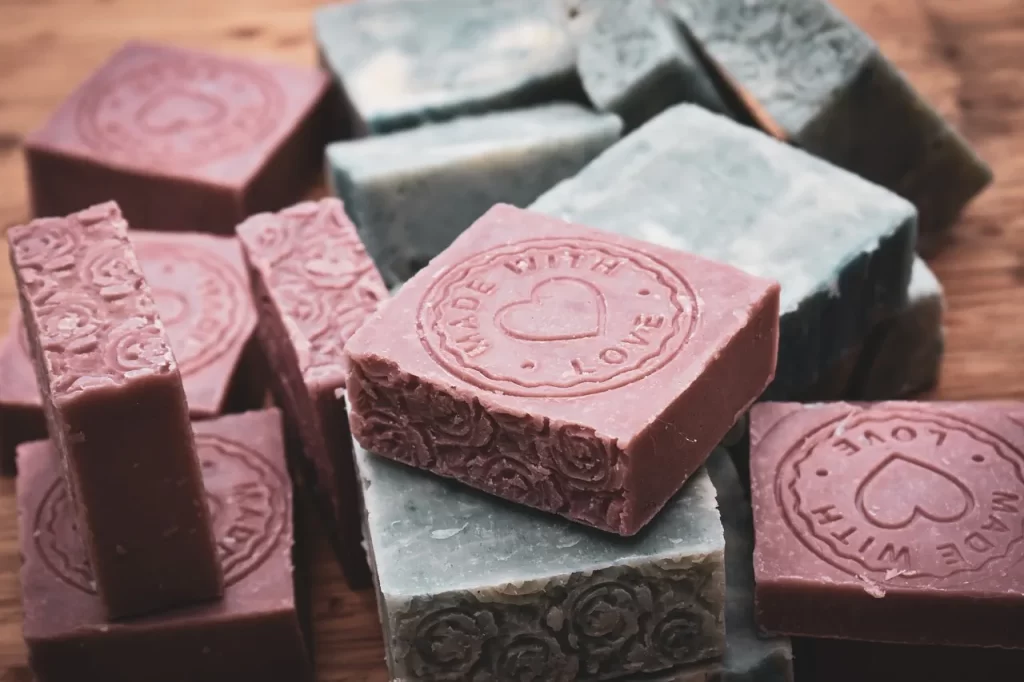 homemade soap with love print